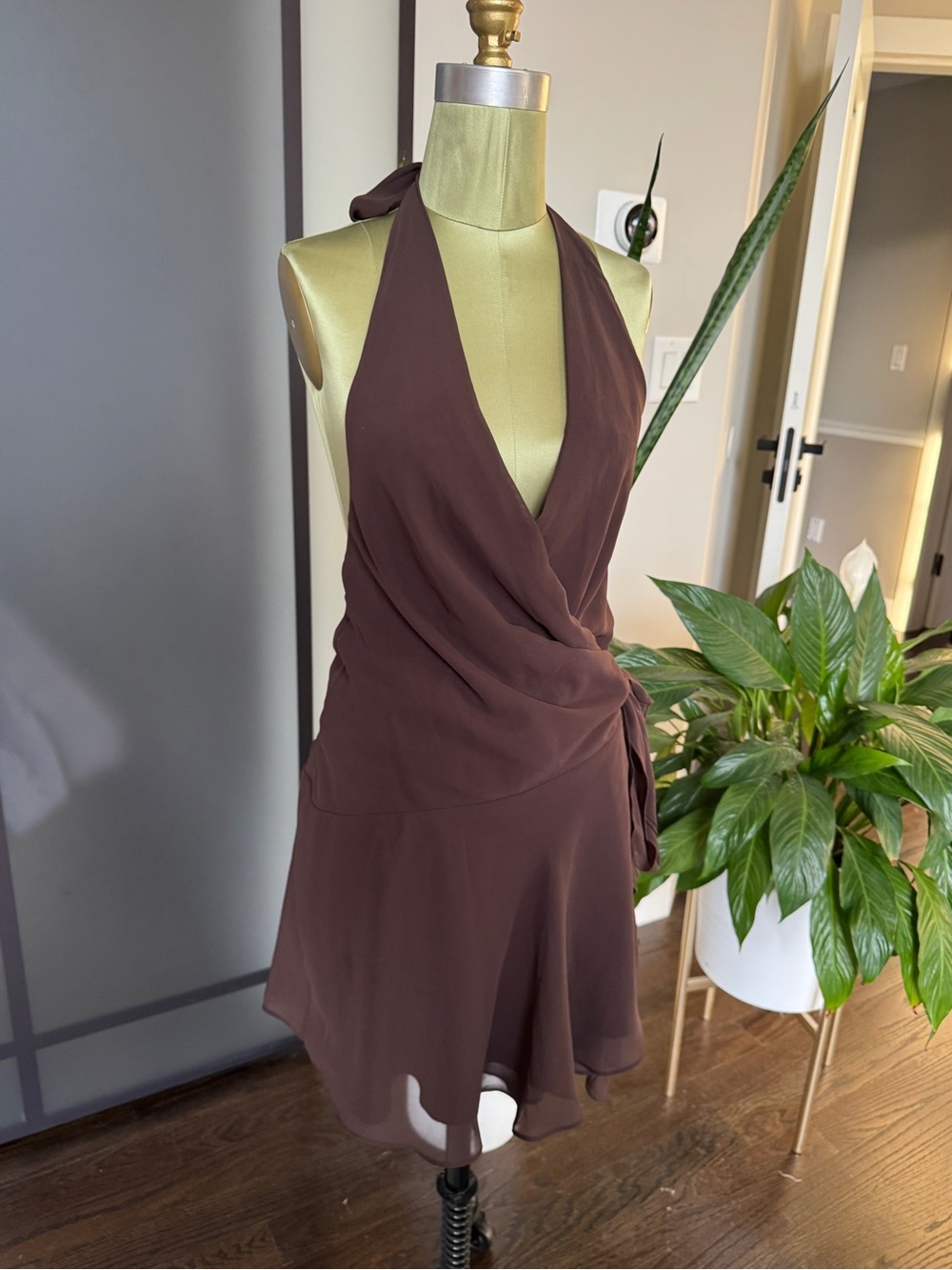 Abercrombie & Fitch Chocolate Brown Halter Mini Dress - Picture 4 of 6
